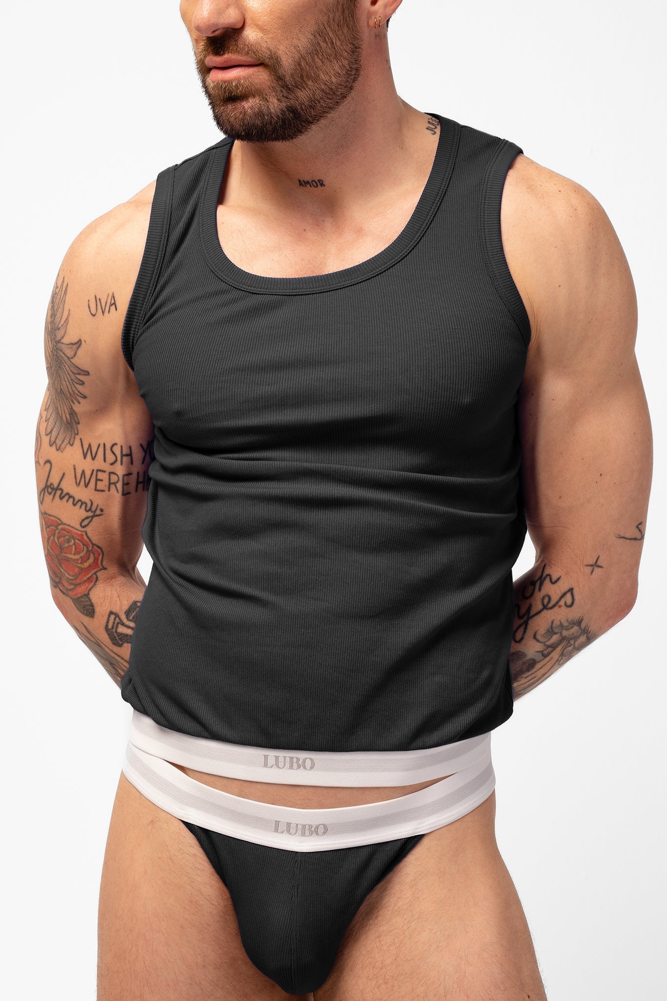 ORIGINAL GERIPPTES TANK-TOP - SCHWARZ