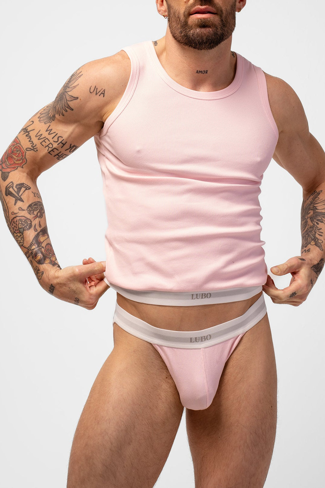 ORIGINAL GERIPPTES TANK-TOP - PINK